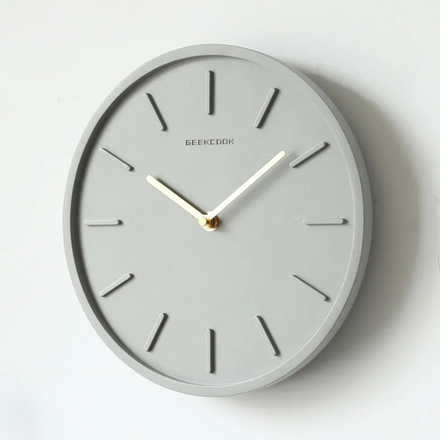 Minimalist Wall Clock | 11.8 in | Grey Sculptural Design | Scandinavian Style Decor | Modern Wall Accent | Brick by Brick