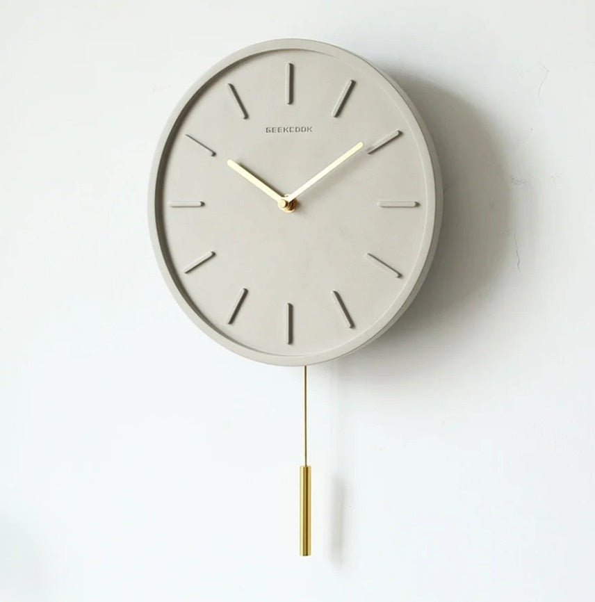 Minimalist Wall Clock | 11.8 in | Grey Sculptural Design | Scandinavian Style Decor | Modern Wall Accent | Brick by Brick