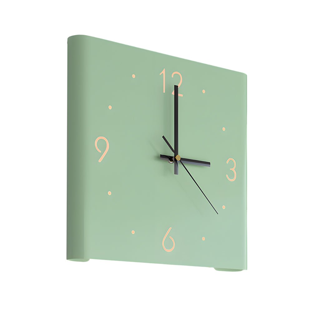 Square Metal Wall Clock | Led Light | Silent Backlit Design | Modern Corner Glow