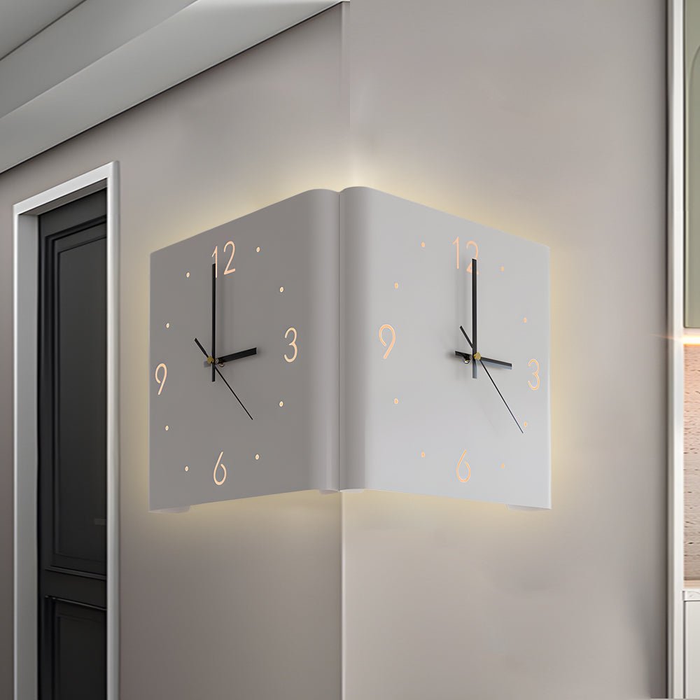 Square Metal Wall Clock | Led Light | Silent Backlit Design | Modern Corner Glow