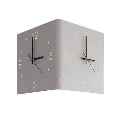 Square Metal Wall Clock | Led Light | Silent Backlit Design | Modern Corner Glow