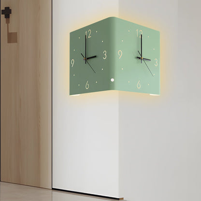 Square Metal Wall Clock | Led Light | Silent Backlit Design | Modern Corner Glow