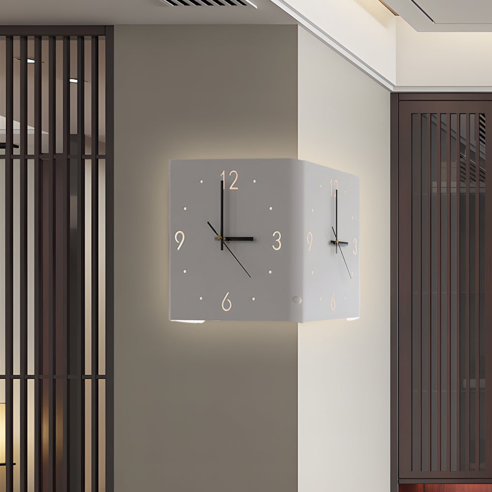 Square Metal Wall Clock | Led Light | Silent Backlit Design | Modern Corner Glow