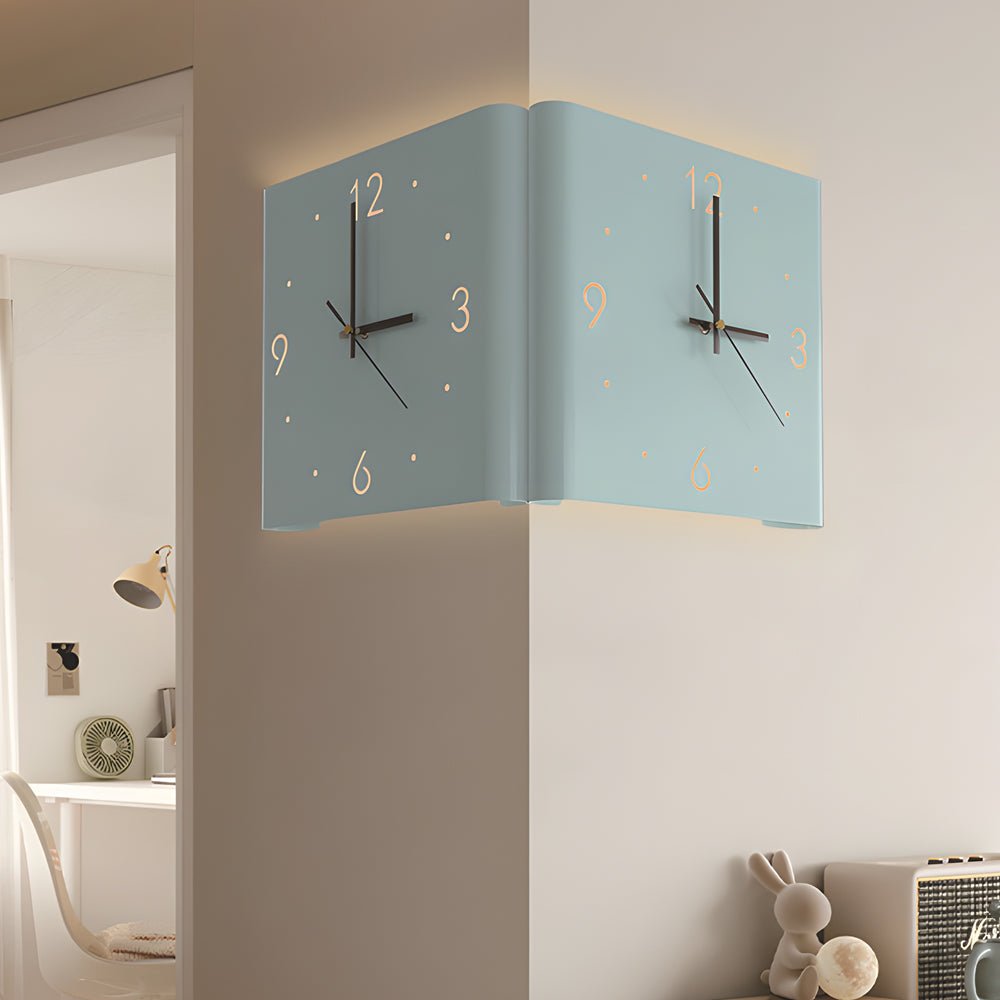 Square Metal Wall Clock | Led Light | Silent Backlit Design | Modern Corner Glow