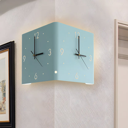 Square Metal Wall Clock | Led Light | Silent Backlit Design | Modern Corner Glow