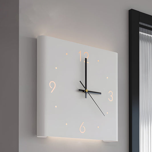 Square Metal Wall Clock | Led Light | Silent Backlit Design | Modern Corner Glow