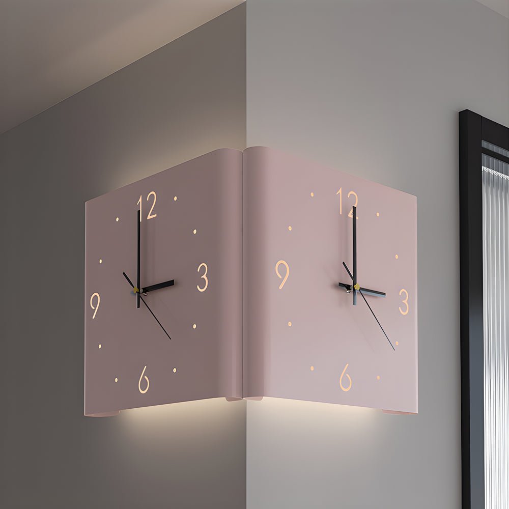 Square Metal Wall Clock | Led Light | Silent Backlit Design | Modern Corner Glow