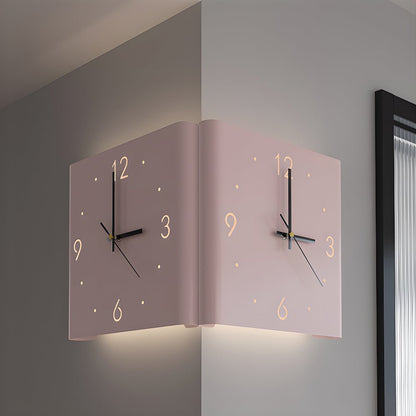 Square Metal Wall Clock | Led Light | Silent Backlit Design | Modern Corner Glow