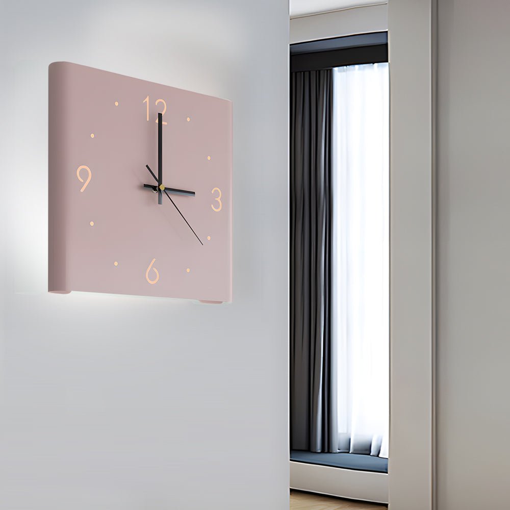 Square Metal Wall Clock | Led Light | Silent Backlit Design | Modern Corner Glow