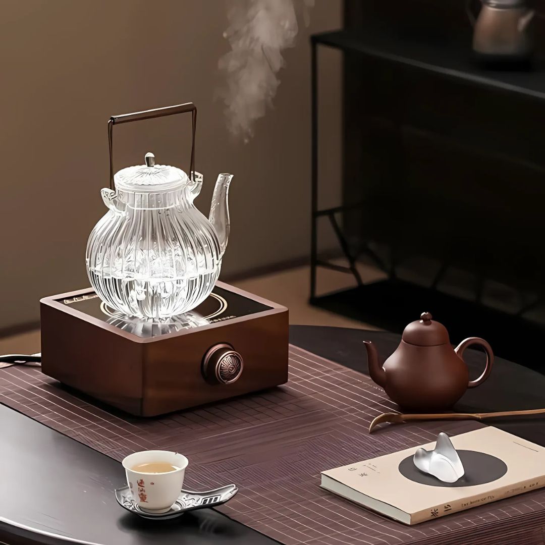 Walnut Electronic Tea Stove | 7.0 in × 6.4 in × 2.9 in | Adjustable Heating | Far-Infrared | Brick by Brick