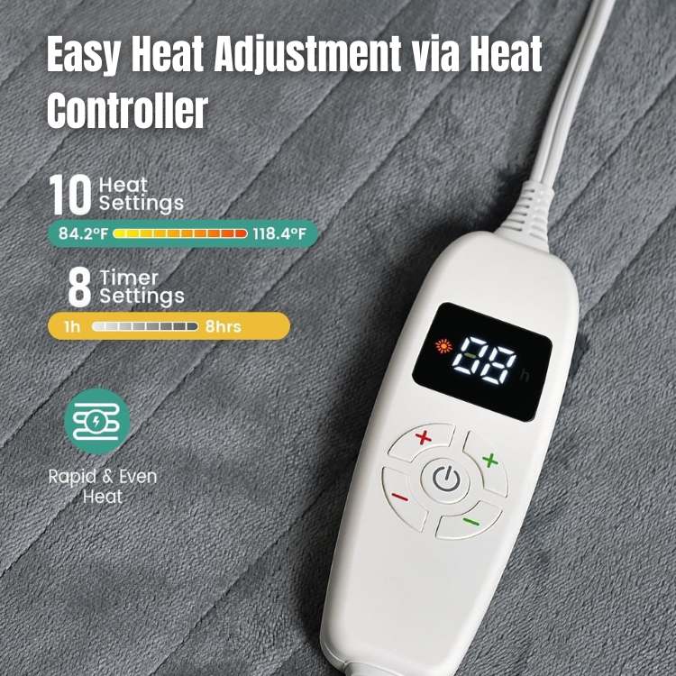 Cozy Electric Blanket | 35.4 - 82.7 in | Cotton Heated Throw | Multiple Sizes & Heat Settings | Brick by Brick