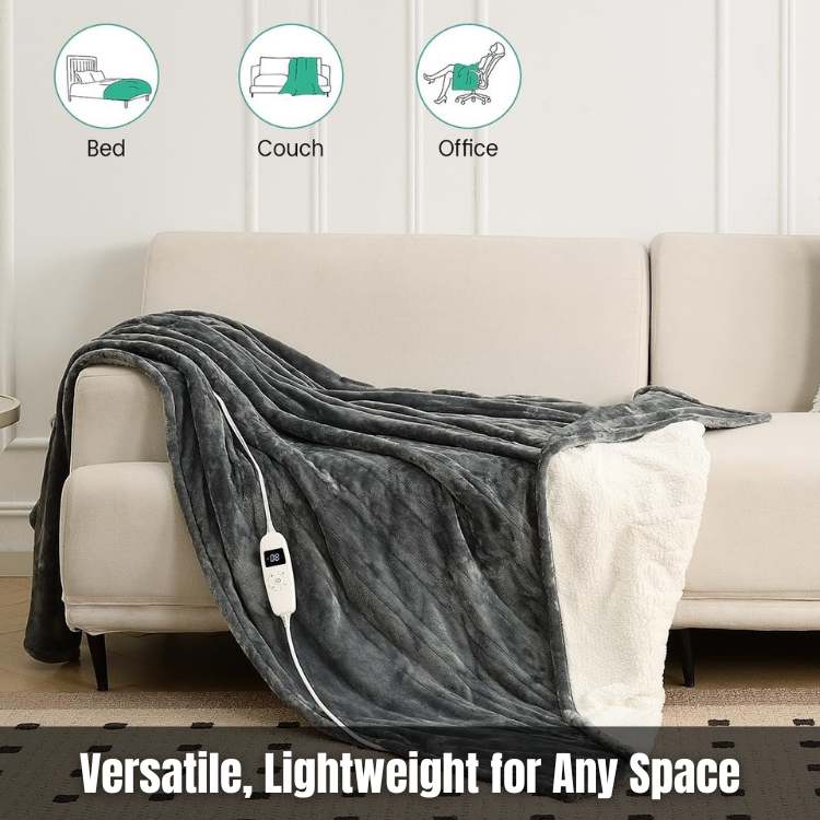 Cozy Electric Blanket | 35.4 - 82.7 in | Cotton Heated Throw | Multiple Sizes & Heat Settings | Brick by Brick