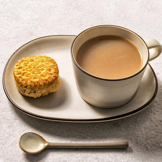 Stoneware Coffee Cup & Saucer Set | White | Large Snack Plate | Tea & Coffee | Brick by Brick
