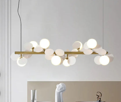 Modern Nordic Glass Ball Chandelier | 6 - 12 Heads | Long Gold Iron Pendant Light | LED Hanging Lamp | Brick by Brick