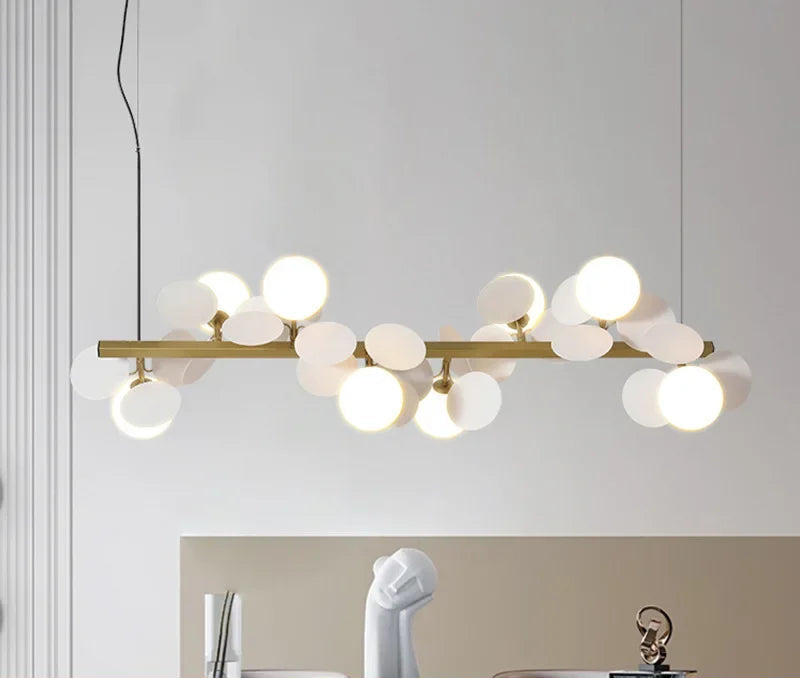 Modern Nordic Glass Ball Chandelier | 6 - 12 Heads | Long Gold Iron Pendant Light | LED Hanging Lamp | Brick by Brick