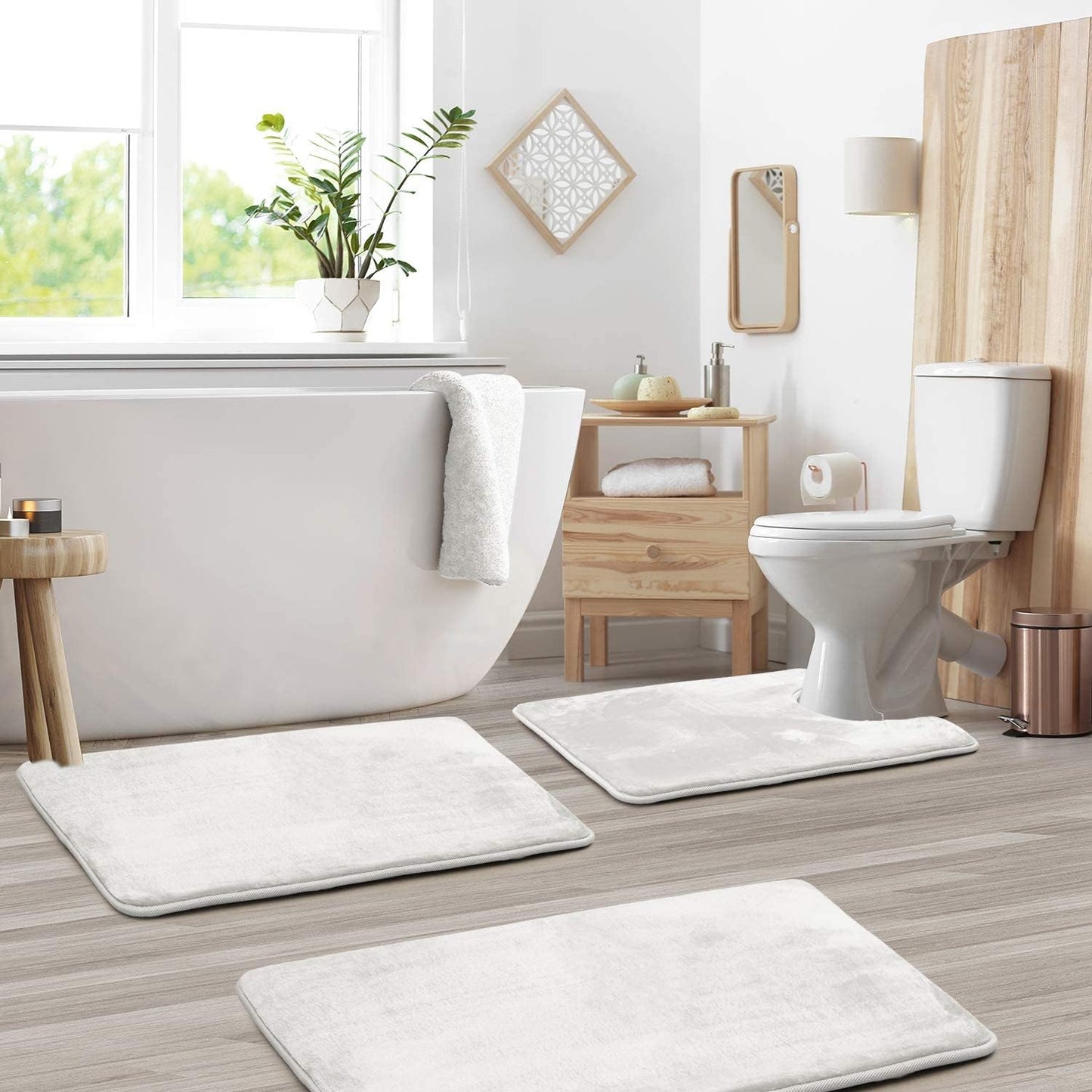 Luxury Bathroom Mat Set | 3-Piece Memory Foam | Anti-Slip, Absorbent, Washable | Includes Contour Mat