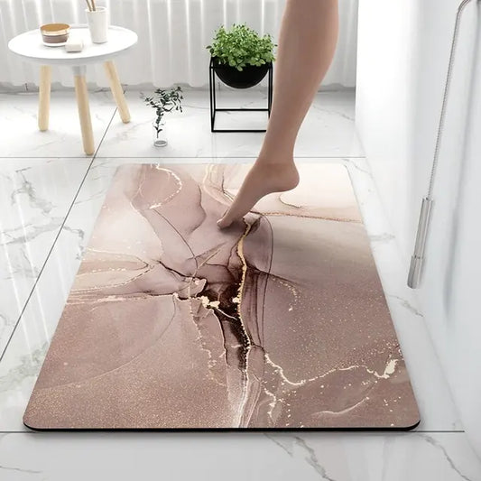 AquaArt Luxe Bath Mat | Artistic Design | Soft Absorbent Non-Slip Microfiber | Brick by Brick